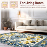 Ultra Soft Area Rug, Non Slip, Stain Resistant, Washable Area Rugs for Living Room, Bedroom, Elegant Abstract Cream Palette(White)