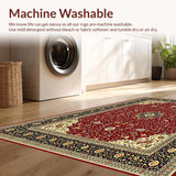 Ultra Soft Area Rug, Non Slip, Stain Resistant, Washable Area Rugs for Living Room, Bedroom, Glamorous Deep Red Trellis Pattern(Red)
