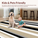 Classic Black and Beige Striped Area(Beige)