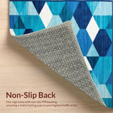 Ultra Soft Area Rug, Non Slip, Stain Resistant, Washable Area Rugs for Living Room, Bedroom, Geometric Blue(Blue)