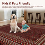 Ultra Soft Area Rug, Non Slip, Stain Resistant, Washable Area Rugs for Living Room, Bedroom, Elegant Warm Tones Design(Red)