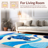Ultra Soft Area Rug, Non Slip, Stain Resistant, Washable Area Rugs for Living Room, Bedroom, Nautical Blue Ocean Living Room Washable Carpet(Blue)