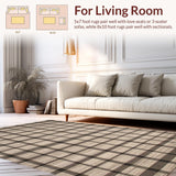 Ultra Soft Area Rug, Non Slip, Stain Resistant, Washable Area Rugs for Living Room, Bedroom, Stylish Plaid Earthy Vibes(Beige)