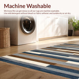 Ultra Soft Area Rug, Non Slip, Stain Resistant, Washable Area Rugs for Living Room, Bedroom, Lively Patterned Striping with Flair(Brown)
