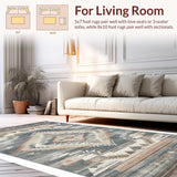 Ultra Soft Area Rug, Non Slip, Stain Resistant, Washable Area Rugs for Living Room, Bedroom, Contemporary Ethnic Geometric Fusion(Gray)