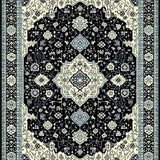 Ultra Soft Area Rug, Non Slip, Stain Resistant, Washable Area Rugs for Living Room, Bedroom, Non-Shedding Vintage Bedroom Area Rug Black Ivory(Black)