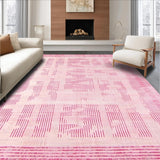 Ultra Soft Area Rug, Non Slip, Stain Resistant, Washable Area Rugs for Living Room, Bedroom, Sophisticated Light Pink Linear Art(Pink)