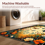 Ultra Soft Area Rug, Non Slip, Stain Resistant, Washable Area Rugs for Living Room, Bedroom, Elegant Monochrome Floral Arrangement(Yellow)