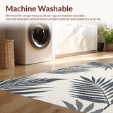 Ultra Soft Area Rug, Non Slip, Stain Resistant, Washable Area Rugs for Living Room, Bedroom, Chic Tropical Leaf Aesthetic(Gray)