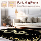 Ultra Soft Area Rug, Non Slip, Stain Resistant, Washable Area Rugs for Living Room, Bedroom, Striking Modern Snake Graphics(White)