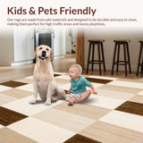 Ultra Soft Area Rug, Non Slip, Stain Resistant, Washable Area Rugs for Living Room, Bedroom, Geometric Beige Brown Accents Modern Area(Beige)