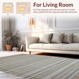 Ultra Soft Area Rug, Non Slip, Stain Resistant, Washable Area Rugs for Living Room, Bedroom, Cozy Earth Tone Medallion Style(Beige)