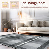 Ultra Soft Area Rug, Non Slip, Stain Resistant, Washable Area Rugs for Living Room, Bedroom, Sleek Contemporary Neutral Motif(Gray)