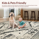 Ultra Soft Area Rug, Non Slip, Stain Resistant, Washable Area Rugs for Living Room, Bedroom, Vintage Geometric Black Tones(Gray)