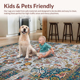 Ultra Soft Area Rug, Non Slip, Stain Resistant, Washable Area Rugs for Living Room, Bedroom, Chic Distressed Geometric Design(Gray)