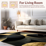 Ultra Soft Area Rug, Non Slip, Stain Resistant, Washable Area Rugs for Living Room, Bedroom, Stylish Monochrome Modern Artistry(Gold)