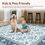 Ultra Soft Area Rug, Non Slip, Stain Resistant, Washable Area Rugs for Living Room, Bedroom, Inviting Pastel Floral Composition(Blue)