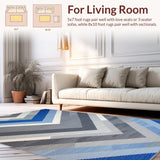 Ultra Soft Area Rug, Non Slip, Stain Resistant, Washable Area Rugs for Living Room, Bedroom, Rustic Patterned Layered Visuals(Blue)