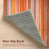 Ultra Soft Area Rug, Non Slip, Stain Resistant, Washable Area Rugs for Living Room, Bedroom, Eclectic Color Palette Striped Motif(Orange)