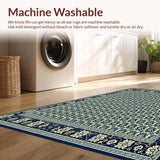 Ultra Soft Area Rug, Non Slip, Stain Resistant, Washable Area Rugs for Living Room, Bedroom, Patio Trellis Navy and Beige Waterproof Runner(Blue)