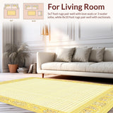 Ultra Soft Area Rug, Non Slip, Stain Resistant, Washable Area Rugs for Living Room, Bedroom, Beige Yellow for(Yellow)