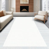 Ultra Soft Area Rug, Non Slip, Stain Resistant, Washable Area Rugs for Living Room, Bedroom, Sophisticated Monochrome Stripe(White)