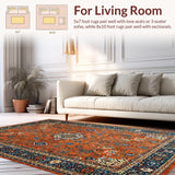Ultra Soft Area Rug, Non Slip, Stain Resistant, Washable Area Rugs for Living Room, Bedroom, Rustic High-Low Texture Statement(Orange)