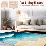 Ultra Soft Area Rug, Non Slip, Stain Resistant, Washable Area Rugs for Living Room, Bedroom, Serene Oceanic Abstract Design(Blue)