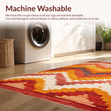 Ultra Soft Area Rug, Non Slip, Stain Resistant, Washable Area Rugs for Living Room, Bedroom, Vibrant Textured Folk Motif(Orange)