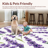 Ultra Soft Area Rug, Non Slip, Stain Resistant, Washable Area Rugs for Living Room, Bedroom, Chic Purple Garden Essence(Purple)