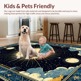 Ultra Soft Area Rug, Non Slip, Stain Resistant, Washable Area Rugs for Living Room, Bedroom, Elegant Cosmic Crescent Motif(Blue)