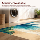 Ultra Soft Area Rug, Non Slip, Stain Resistant, Washable Area Rugs for Living Room, Bedroom, Coastal Surfboard Themed Area Rug Non Slip Tropical Ocean Wave Design(Blue)