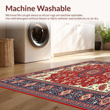 Ultra Soft Area Rug, Non Slip, Stain Resistant, Washable Area Rugs for Living Room, Bedroom, Bohemian Red/Beige Square Area(Red)