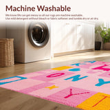 Ultra Soft Area Rug, Non Slip, Stain Resistant, Washable Area Rugs for Living Room, Bedroom, Artistic Playful Learning Environment Textile(Pink)