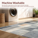 Ultra Soft Area Rug, Non Slip, Stain Resistant, Washable Area Rugs for Living Room, Bedroom, Chic Minimalist Textured Geometric Motif(Gray)