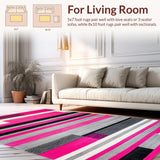 Ultra Soft Area Rug, Non Slip, Stain Resistant, Washable Area Rugs for Living Room, Bedroom, Striking Minimalist Graphic Lines(Pink)