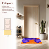 Ultra Soft Area Rug, Non Slip, Stain Resistant, Washable Area Rugs for Living Room, Bedroom, Modern Eclectic Wave-like Theme(Orange)