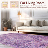Ultra Soft Area Rug, Non Slip, Stain Resistant, Washable Area Rugs for Living Room, Bedroom, Rustic Distressed Mauve Aesthetic(Purple)