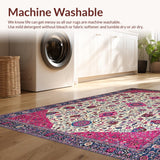 Ultra Soft Area Rug, Non Slip, Stain Resistant, Washable Area Rugs for Living Room, Bedroom, Vibrant Paisley Floral Fusion(White)