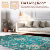Ultra Soft Area Rug, Non Slip, Stain Resistant, Washable Area Rugs for Living Room, Bedroom, Rustic Lake Green Floral Motif(Green)