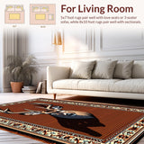 Ultra Soft Area Rug, Non Slip, Stain Resistant, Washable Area Rugs for Living Room, Bedroom, Rustic Western Deer Print Living Room Rug(Brown)