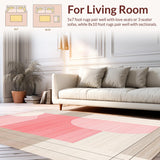 Ultra Soft Area Rug, Non Slip, Stain Resistant, Washable Area Rugs for Living Room, Bedroom, Graceful Contemporary Patterned Flow(Pink)