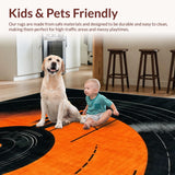 Ultra Soft Area Rug, Non Slip, Stain Resistant, Washable Area Rugs for Living Room, Bedroom, Eclectic Retro Music Motif(Orange)