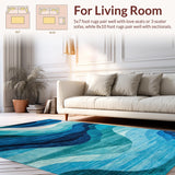 Ultra Soft Area Rug, Non Slip, Stain Resistant, Washable Area Rugs for Living Room, Bedroom, Elegant Textured Modern Aesthetic(Blue)