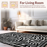 Ultra Soft Area Rug, Non Slip, Stain Resistant, Washable Area Rugs for Living Room, Bedroom, Funky Monochrome Animal Motif(Black)