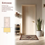 Ultra Soft Area Rug, Non Slip, Stain Resistant, Washable Area Rugs for Living Room, Bedroom, Rustic Tribal Patterned Aesthetic(Beige)