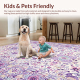 Ultra Soft Area Rug, Non Slip, Stain Resistant, Washable Area Rugs for Living Room, Bedroom, Rustic Cozy Lilac Petal Arrangement(Purple)