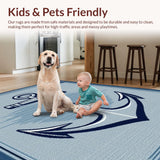 Ultra Soft Area Rug, Non Slip, Stain Resistant, Washable Area Rugs for Living Room, Bedroom, Vibrant Coastal Nautical Scene(Blue)