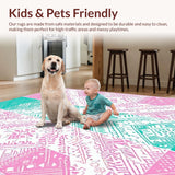 Ultra Soft Area Rug, Non Slip, Stain Resistant, Washable Area Rugs for Living Room, Bedroom, Whimsical Watercolor Egg Motif(Pink)