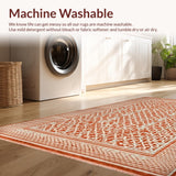 Ultra Soft Area Rug, Non Slip, Stain Resistant, Washable Area Rugs for Living Room, Bedroom, Rustic Earthy Braided Style(Orange)